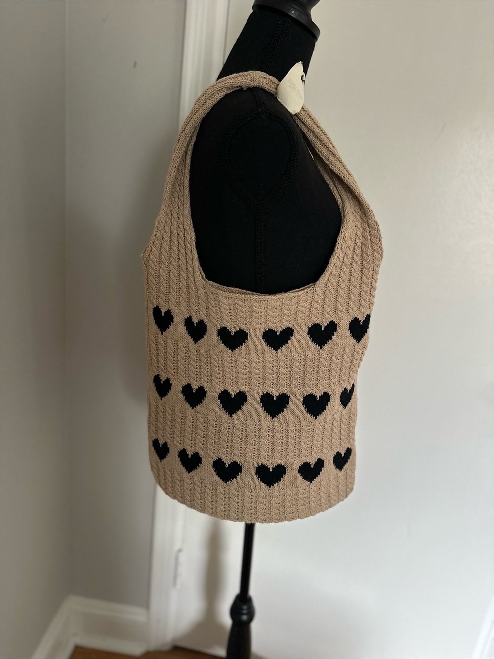 NWT Miss Love heart pattern knit Y2K fairycore bohemian shoulder Festival bag.